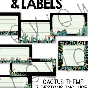 Kaktus Thema Klassenzimmer Etiketten und Namensschilder Druckbare Kaktus Klassenzimmer Dekoration und Organisation (liniert) Druckbare Etiketten Schubladenetiketten