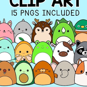 Squishmallow PNGs Squishmallow SVGs Clip Art Squishmallow Digitale Aufkleber 15 PNGs Squishmallow Tiere Squishmallow Handwerk Digitaler Download