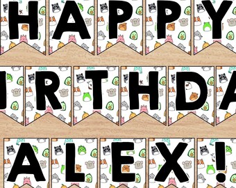 Squishmallow Birthday Banner Flags, Customizable Decor (Digital Download)