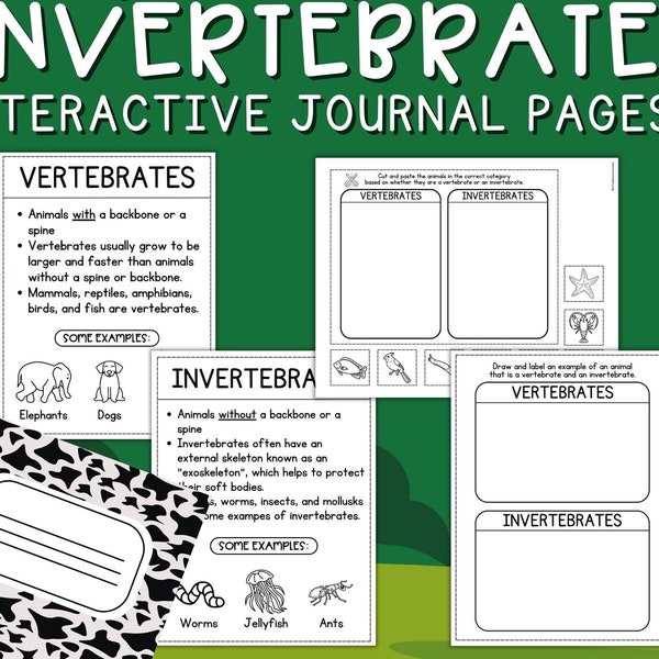 Pages de cahier interactives sur les vertébrés et les invertébrésFeuilles de travail sur la classification des animauxFeuilles de travail sur la science animale