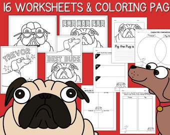 Pig the Pug Coloring Pages Reading & Writing Worksheets Read Aloud Bundle Coloring Pages for Kids Pug Activities Pug Coloring Activity