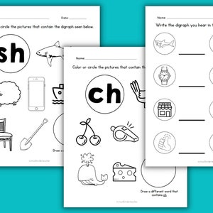 Digraph Worksheets: Phonics Blends Activities (Printable)