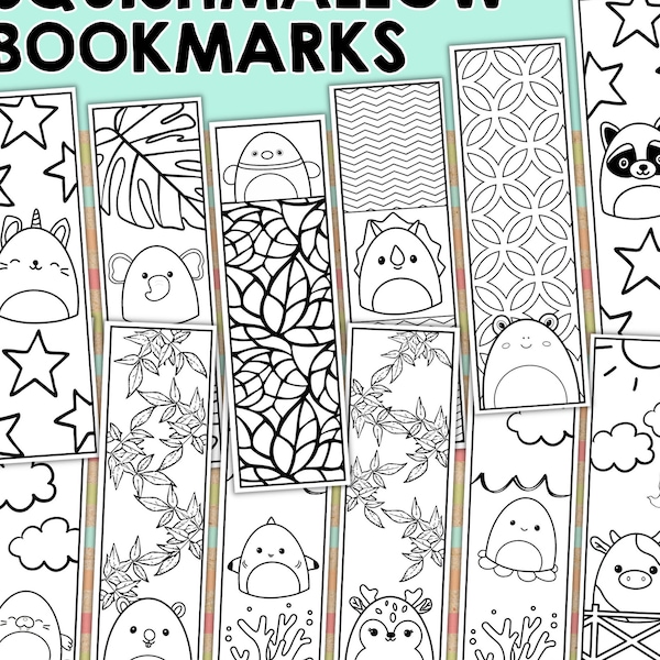 Squishmallow Bookmarks Printable Bookmarks Squishmallow Party Favors Squishmallow Printables Squishmallow Animal Coloring Pages