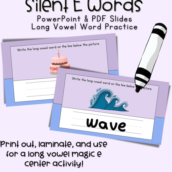 Silent e Words PowerPoint Slides Activity Magic E Writing Word Activities Sneaky E Phonics Activities Magic E Practice Phonics Activity
