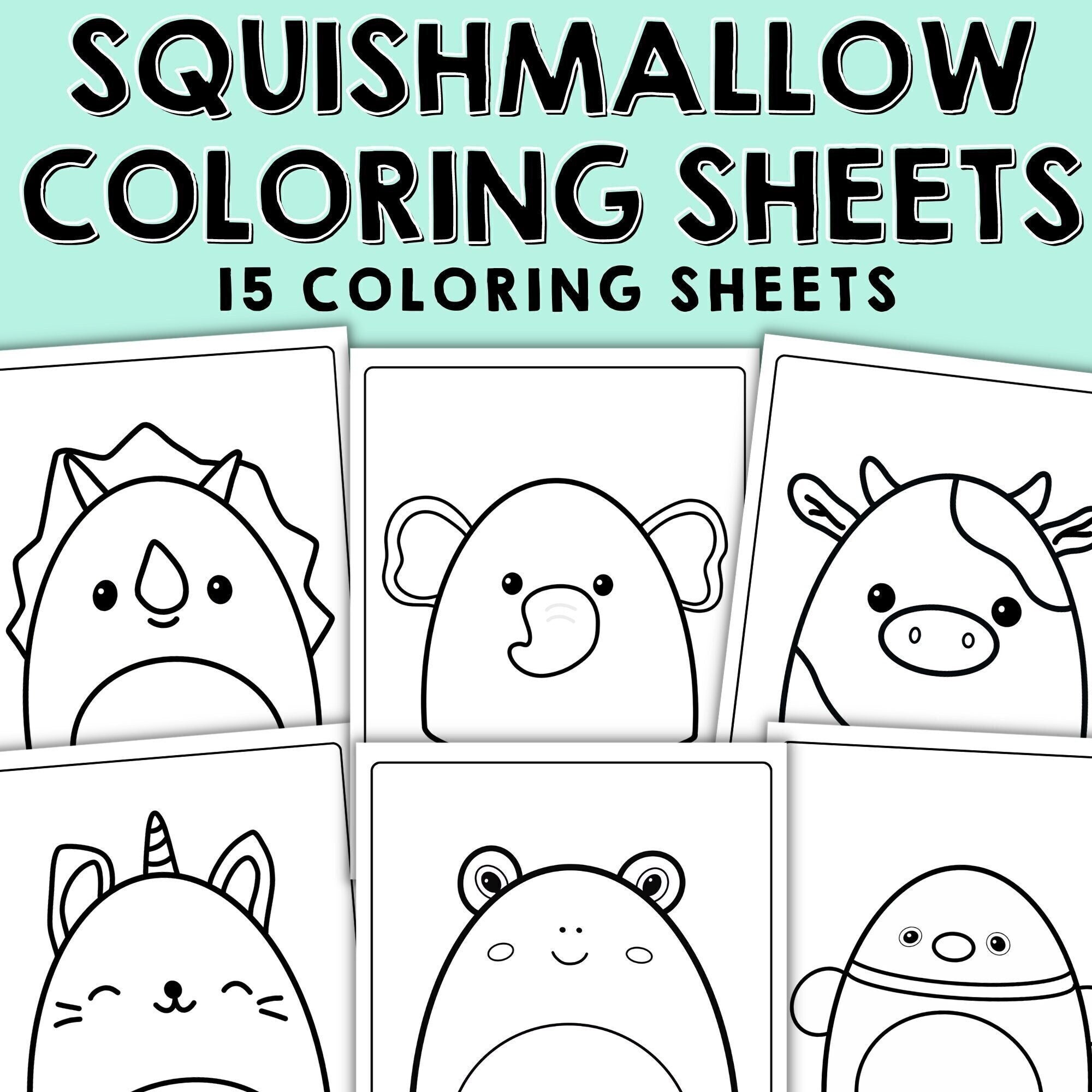 Squishmallow Coloring Pages 15 Printable Kawaii Animal Coloring