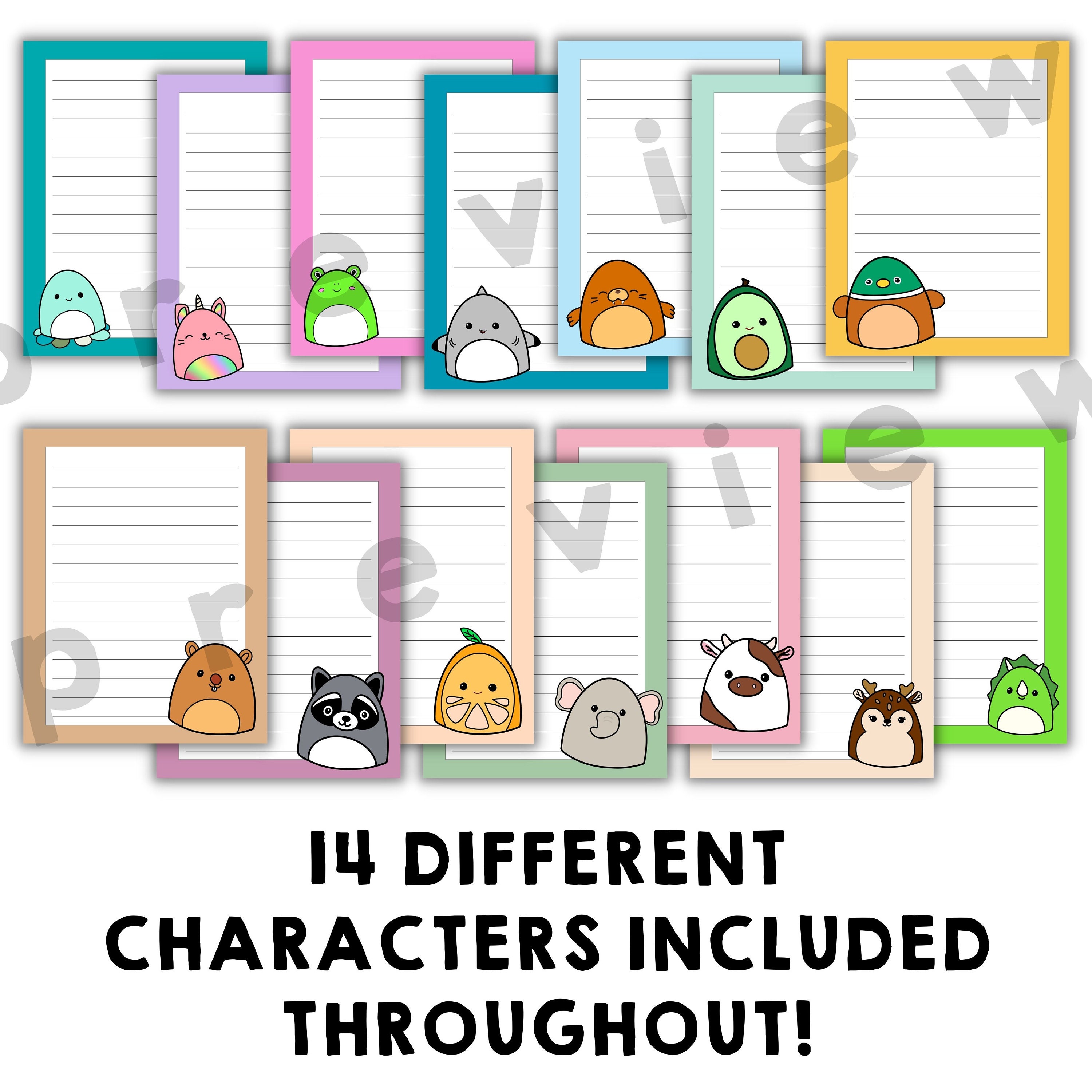 Squishmallow Writing Paper | 52 Page Printable Set (PDF) - Etsy