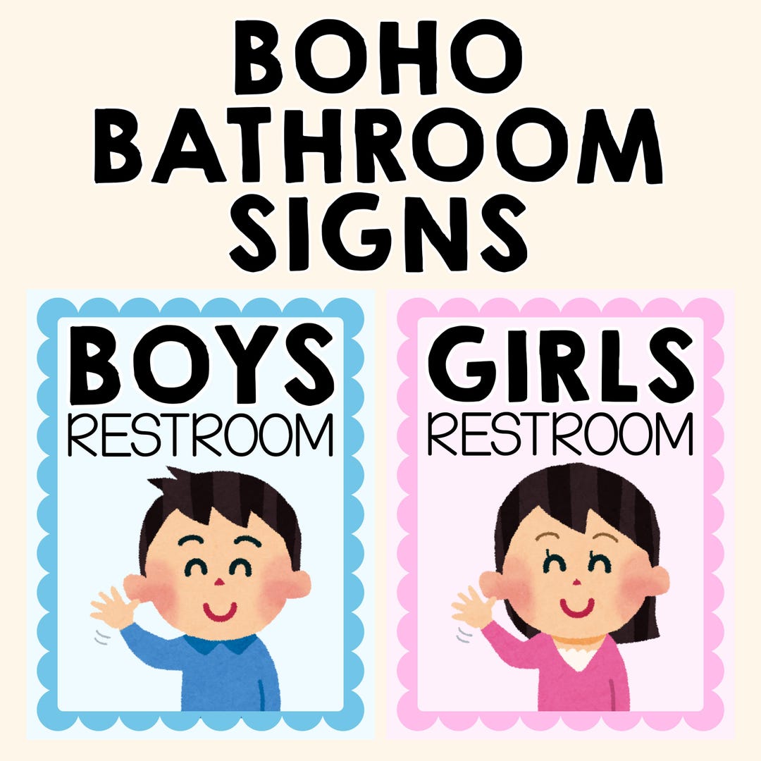 Boys and Girls Restroom Signs: Printable Classroom Decor (PDF Download) -  Etsy New Zealand, image size:1080x1080