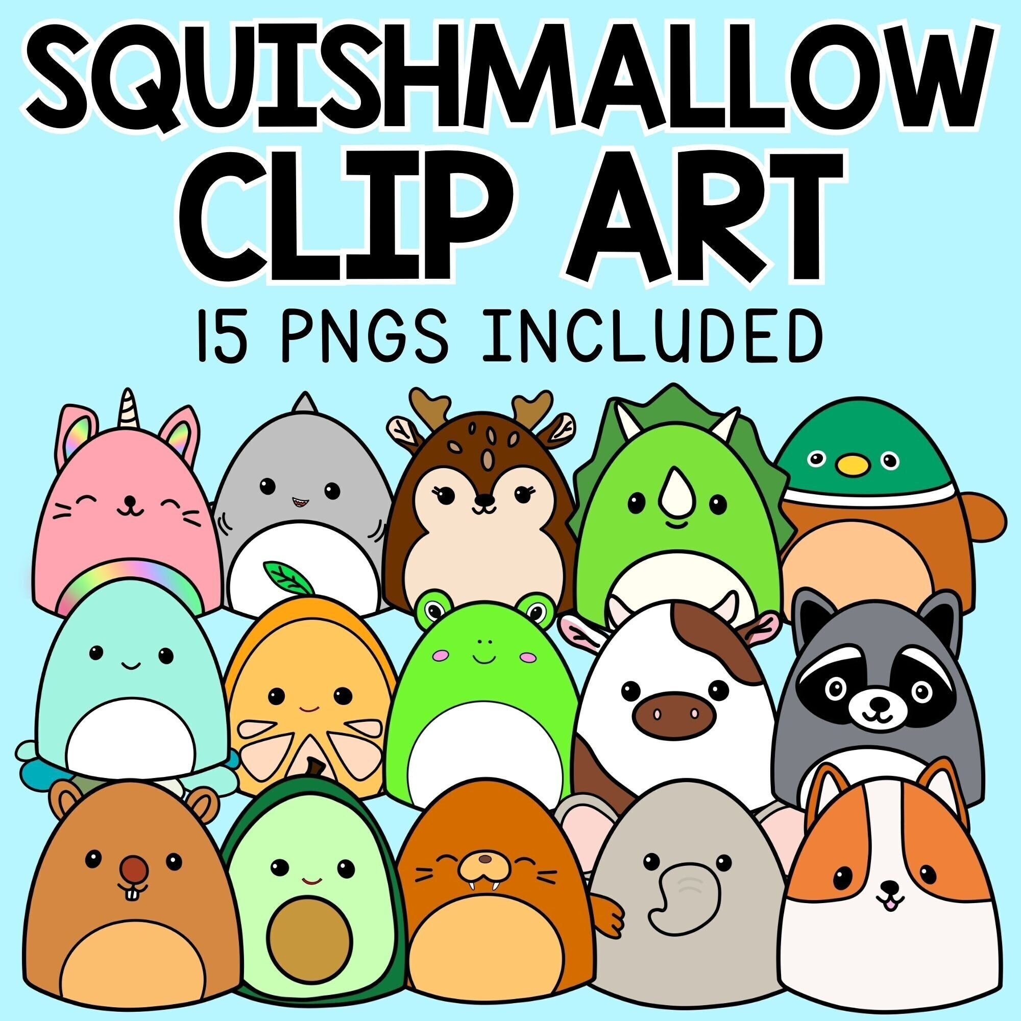 Squishmallow Clip Art Squishmallow Digital Stickers 15 Etsy