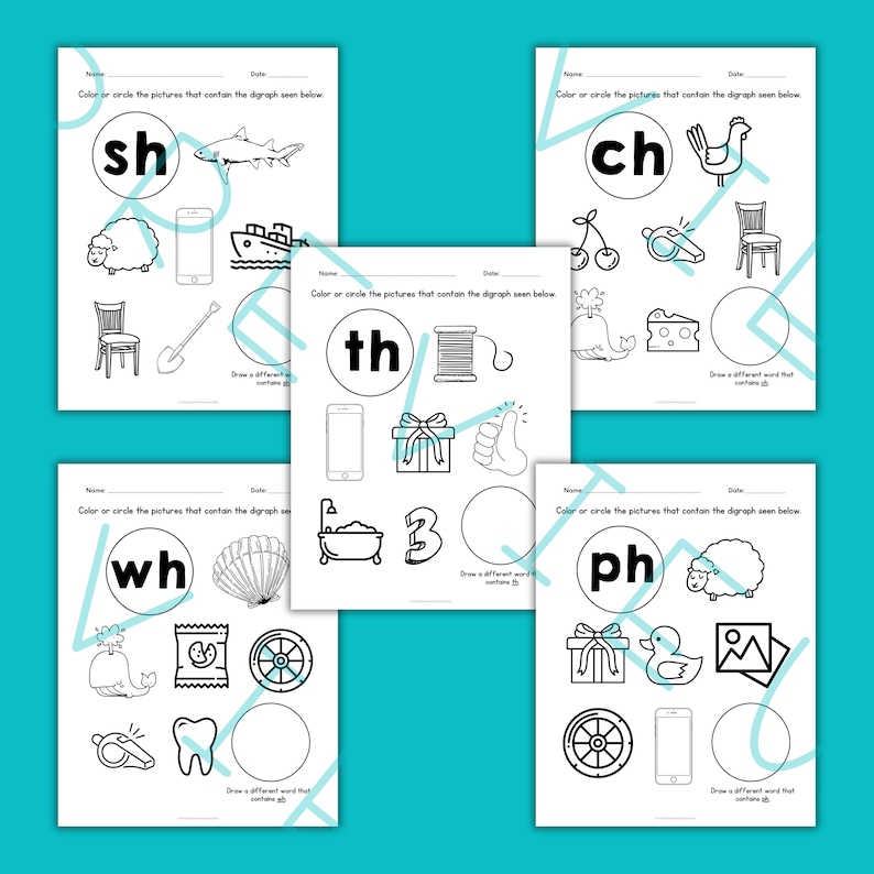 Digraph Worksheets Th Ch Sh Ph Wh Digraph Blends Activities Homeschool