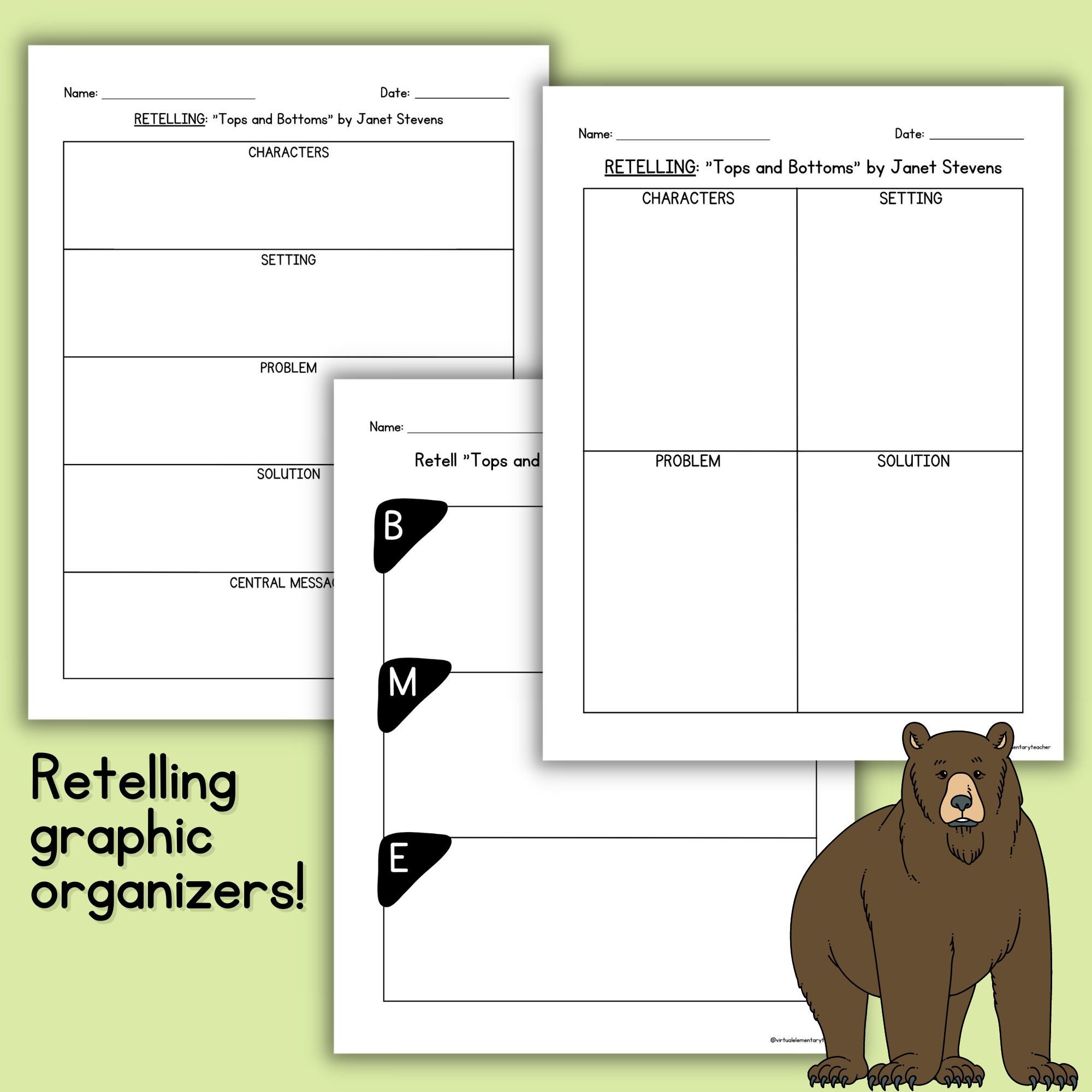 Tops and Bottoms Book Companion Activities Read Aloud Worksheets Read