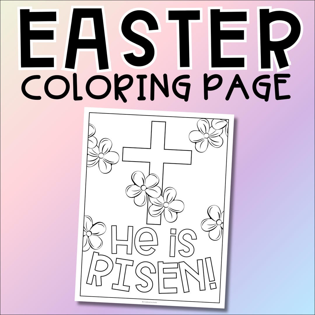 He is Risen Easter Coloring Page, Christian Activity (PDF) - Etsy