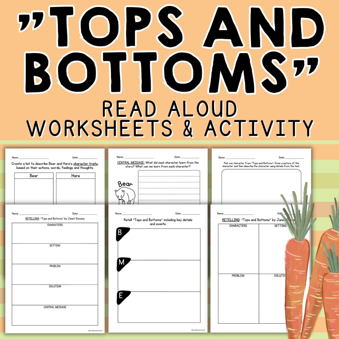 Tops and Bottoms Book Companion Activities Read Aloud Worksheets Read