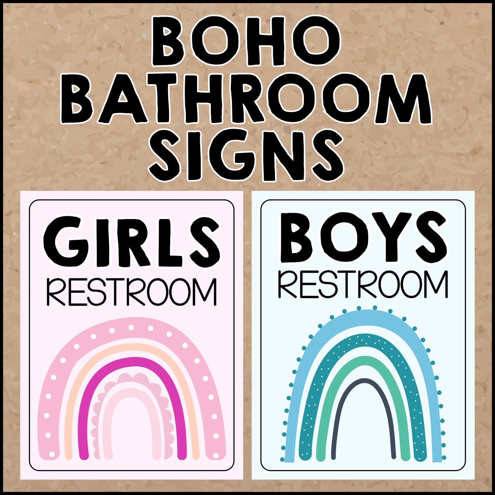 Boho Rainbow Restroom Signs, Classroom Bathroom Decor (PDF) - Etsy