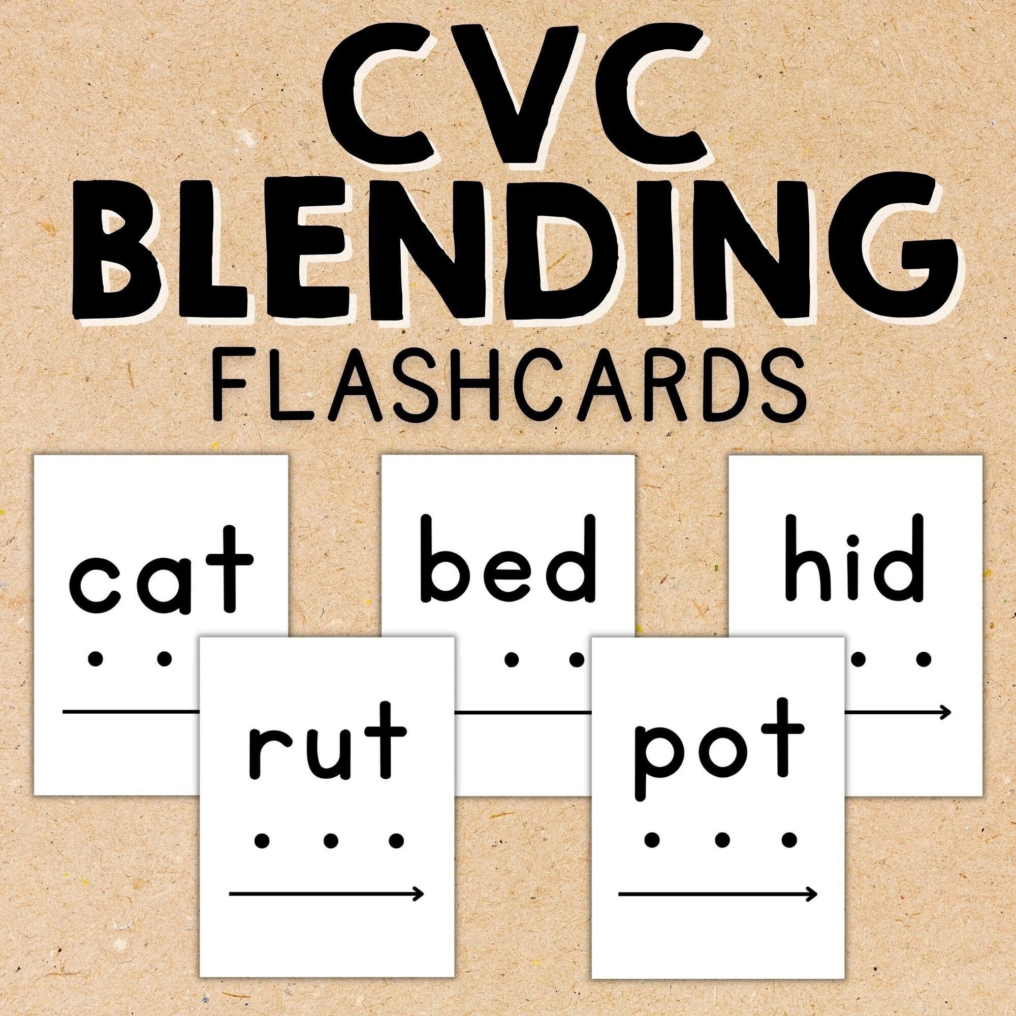 CVC Blending Flashcards, Printable Phonics Flashcards, Letter Blending ...