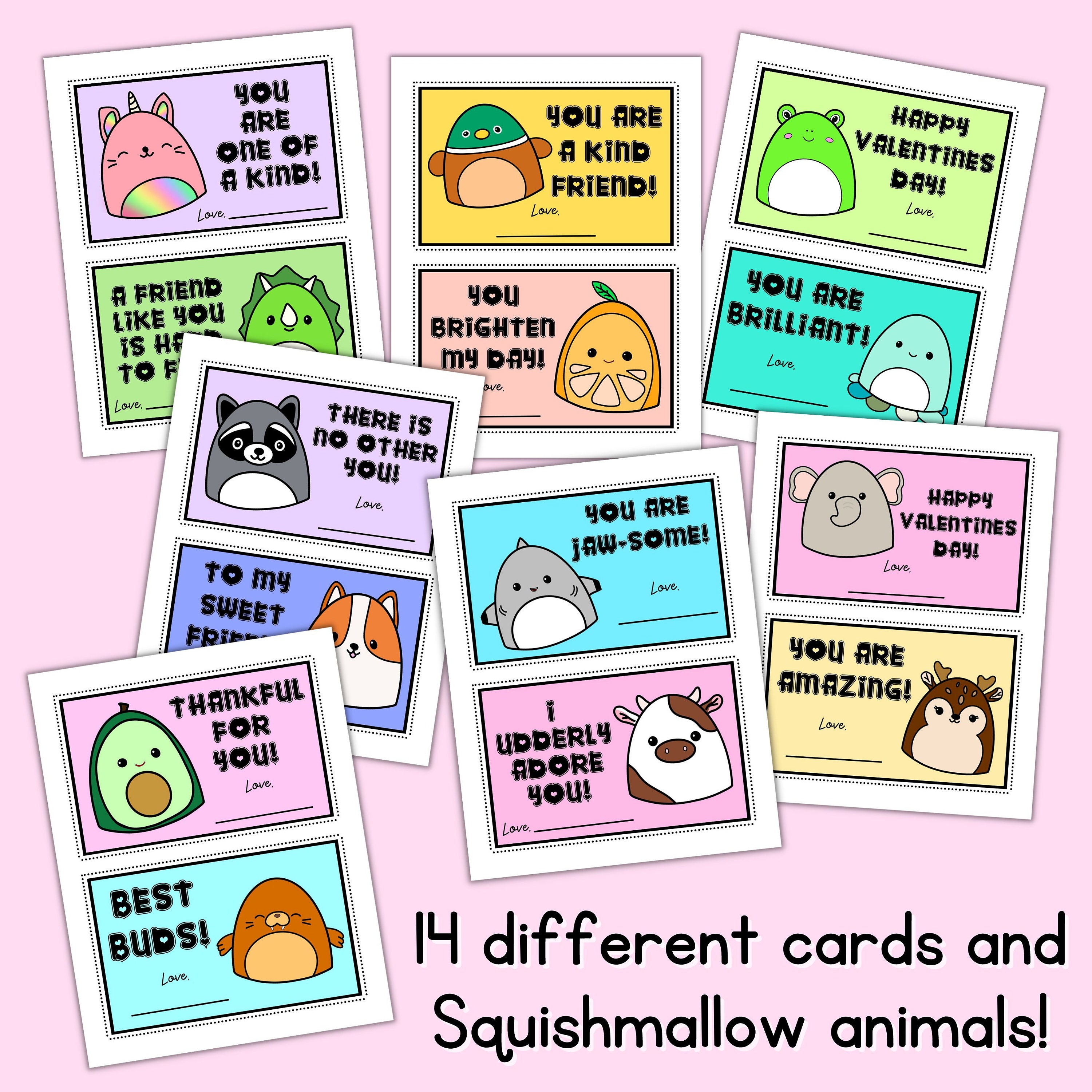 Squishmallow Valentine's Day Cards Printable Valentine's Day Cards ...