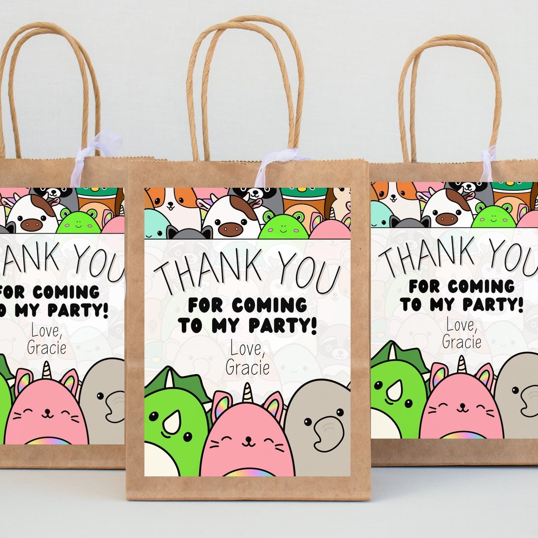 Squishmallow Party Favor Tags | Printable Thank You Cards (digital ...