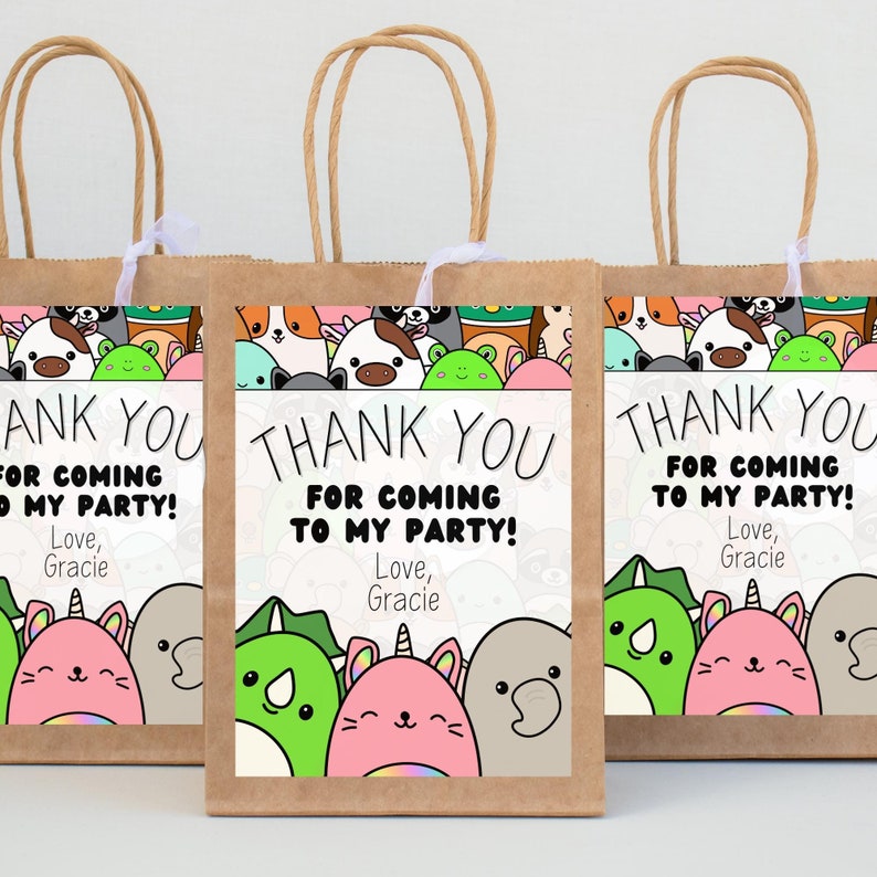 Squishmallow Party Favor Tags | Printable Thank You Cards (digital ...