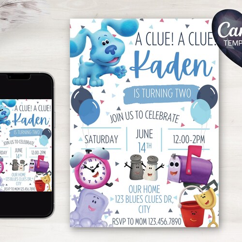 Blues Clues Customizable Birthday Invitation 5x7 Digital Etsy