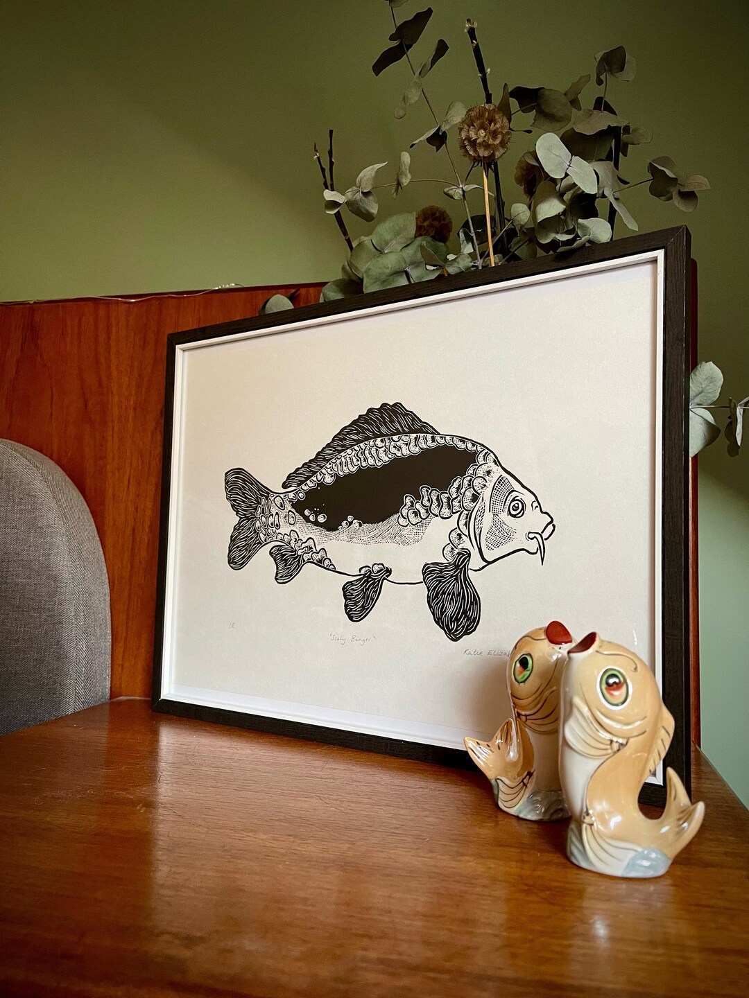 Original Carp Linocut Print | Handmade Fish Art, Angling Gift - Etsy UK
