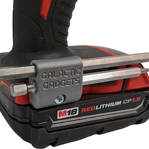 MAGNETIC Bit Holder for Milwaukee M18 Drill - Side Mounted - Strong Magnets - Low Profile Design - Galactic Gadgets (Orange)