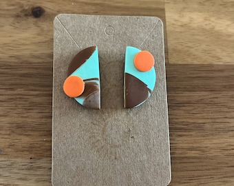 Asymmetric Moon Polymer Clay studs