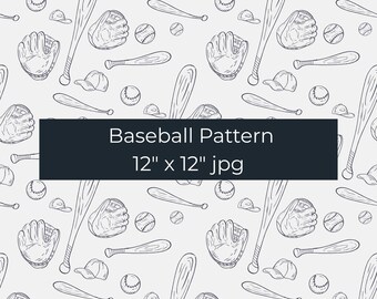 Hand-Illustrated Baseball Pattern | Baby Boy Sports Nursery Decor