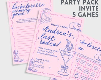 Invitación y juegos para despedida de soltera vaquera: El último rodeo (digital)