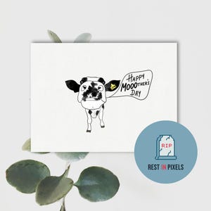 Cartão de Dia das Mães com tema de vaca para imprimir, Ilustração fofa de vaca, Cartão engraçado para mãe, Cartão engraçado com animal de fazenda, Presente para mãe de fazenda, Presente exclusivo