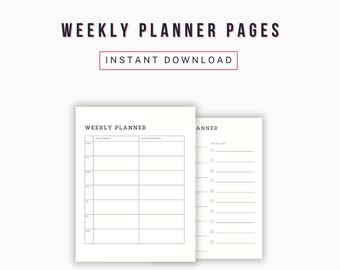 Minimalist Weekly Planner Printable – Digital Download Weekly Planning – Simple Weekly Planning for Scheduling, To Do List, Meal Planning