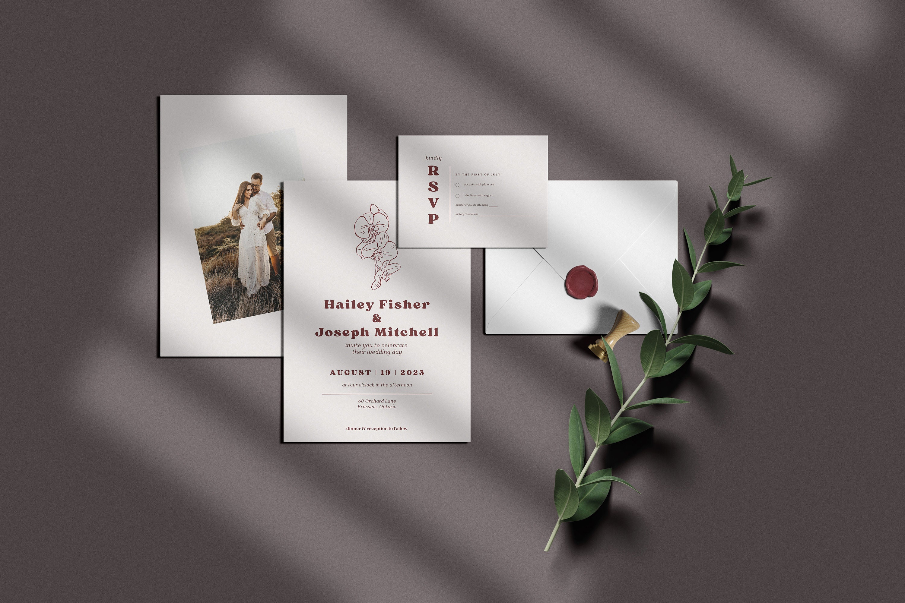 Orchid Wedding Invitation Template Printable Wedding Invite Wedding