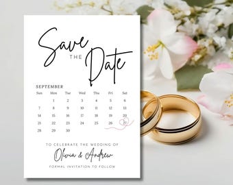 Editable Calendar Save the Date Template: DIY Wedding Invitation (Canva)