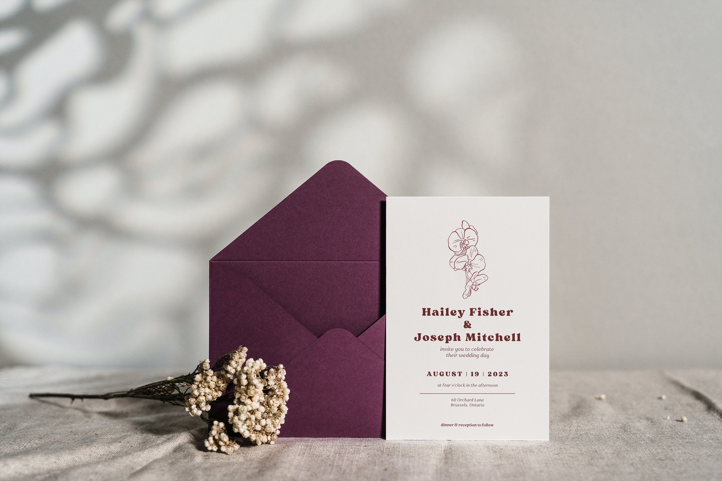 Orchid Wedding Invitation Template Printable Wedding Invite Wedding