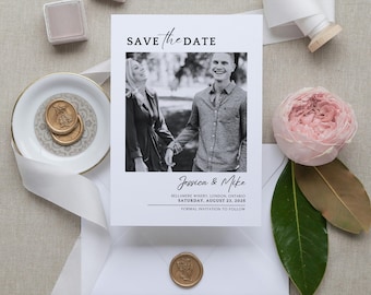 Modern Minimalist Save the Date Template: DIY Wedding Announcement (Digital Download)