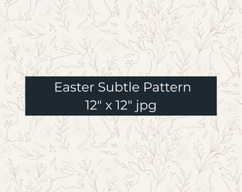 Motif floral beige lapin de Pâques, tissu neutre pour chambre de bébé (téléchargement numérique)