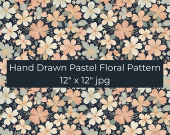 Seamless Ditsy Floral Pattern, Hand-Drawn Wildflowers, Cottagecore Fabric Design (Digital Download)
