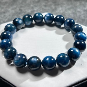 Bracciale in cianite occhio di gatto blu intenso naturale HQ