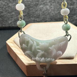 Natural Hand Carved Nine-Tailed Fox Jadeite Pendant Necklace
