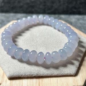 Pulseira de jadeíte lavanda translúcida gelada natural certificada