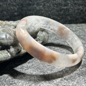 Natural HQ Flower Agate Quartz Hard Bangle