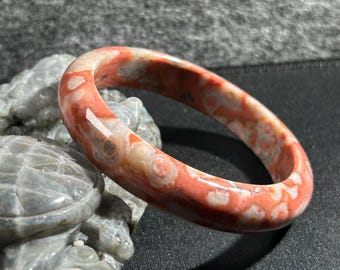 Orbicular Ocean Jasper Bangle: Natural Stone Bracelet (58.9mm, 44g