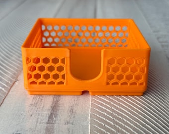 3D Printed Basket Weave Square Note Holder | Desk Organizer | Sticky Note Dispenser | Office Gift
