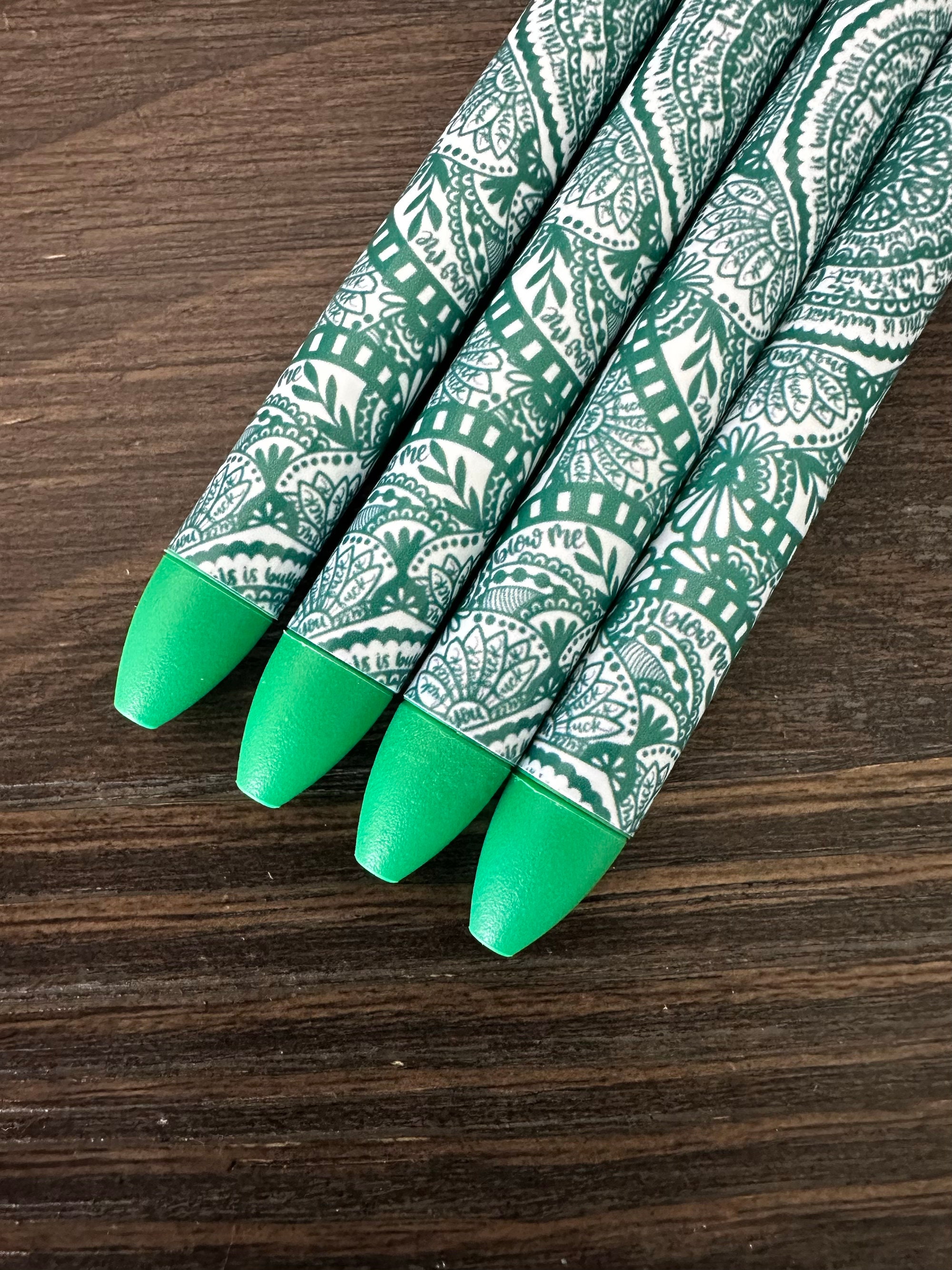 green-cuss-word-mandala-pen-hidden-cuss-words-snarky-pens-etsy