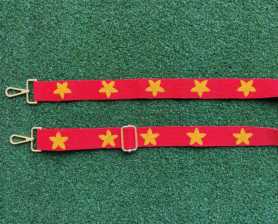 Kansas City Chiefs Bag Strap, Adjustable Beaded Bag Strap, Red and