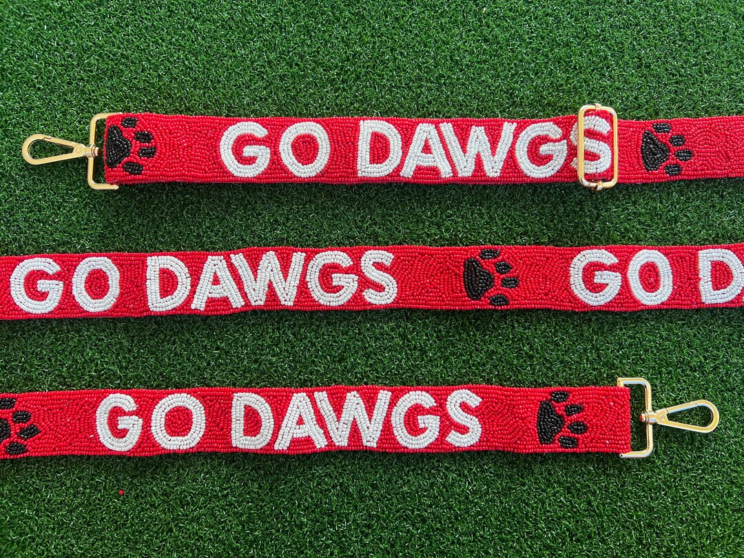 Go Dawgs Red Adjustable Beaded Bag Strap, UGA Red Beaded Bag Strap