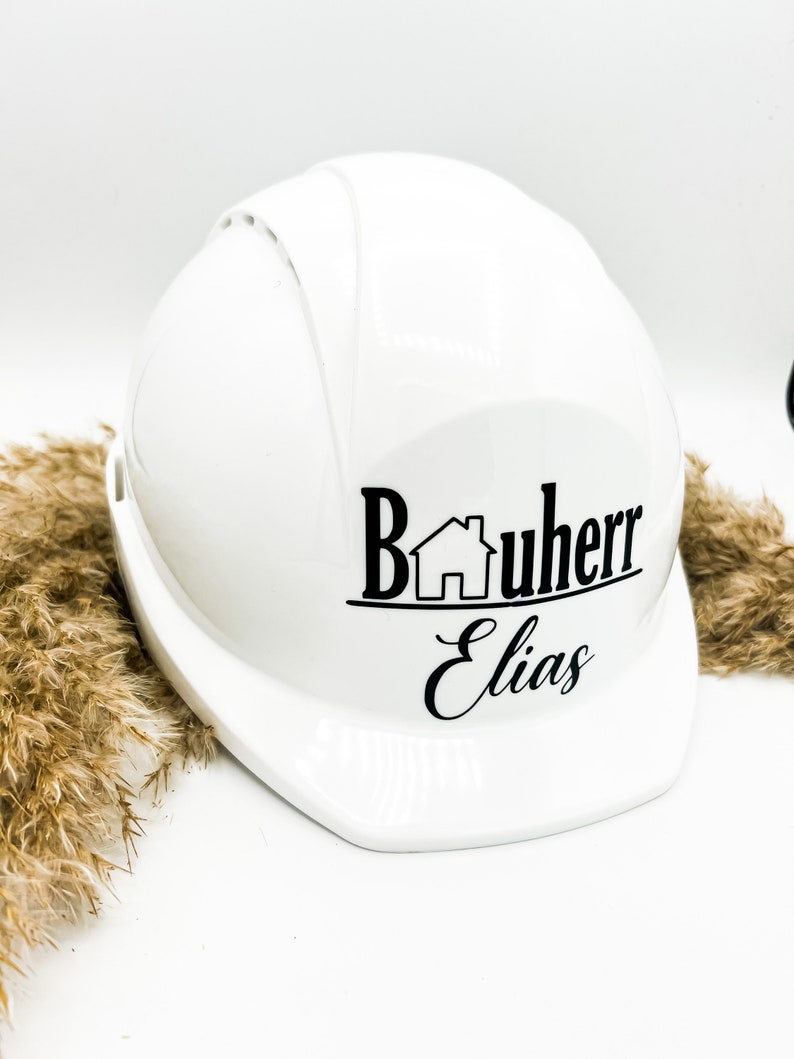 Personalisierter Schutzhelm Bauherr-Bauherrin Baustellenhelm mit Wunschnamen hochwertiger Kopfschutz Markenhelm Bild 5