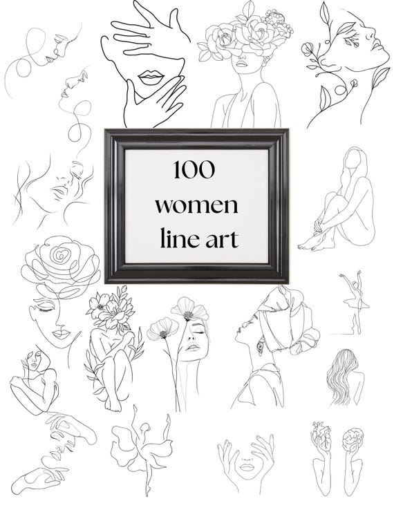 Female Body Line Art Bundle: Tattoo & Embroidery Designs (Digital Download)