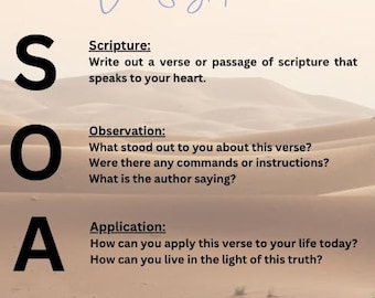 SOAP Bible Study Template: Scripture, Observation, Application, Prayer (PDF)