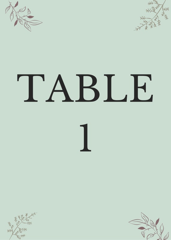 Printable Table Numbers Etsy
