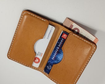 Porte-cartes personnalisable en cuir, cousu à la main