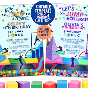 Obstacle Course Birthday Invitation, Customizable Template, Digital Download, Trampoline Park, Adventure Park, Playground